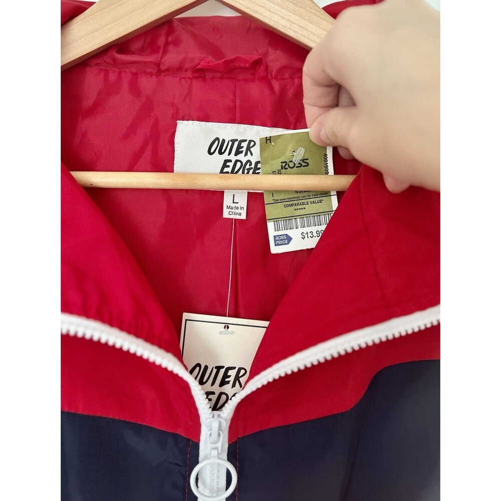 Outer Edge Women's White/Blue/Red Windbreaker Track Jacket Size L - Picture 4 of 8